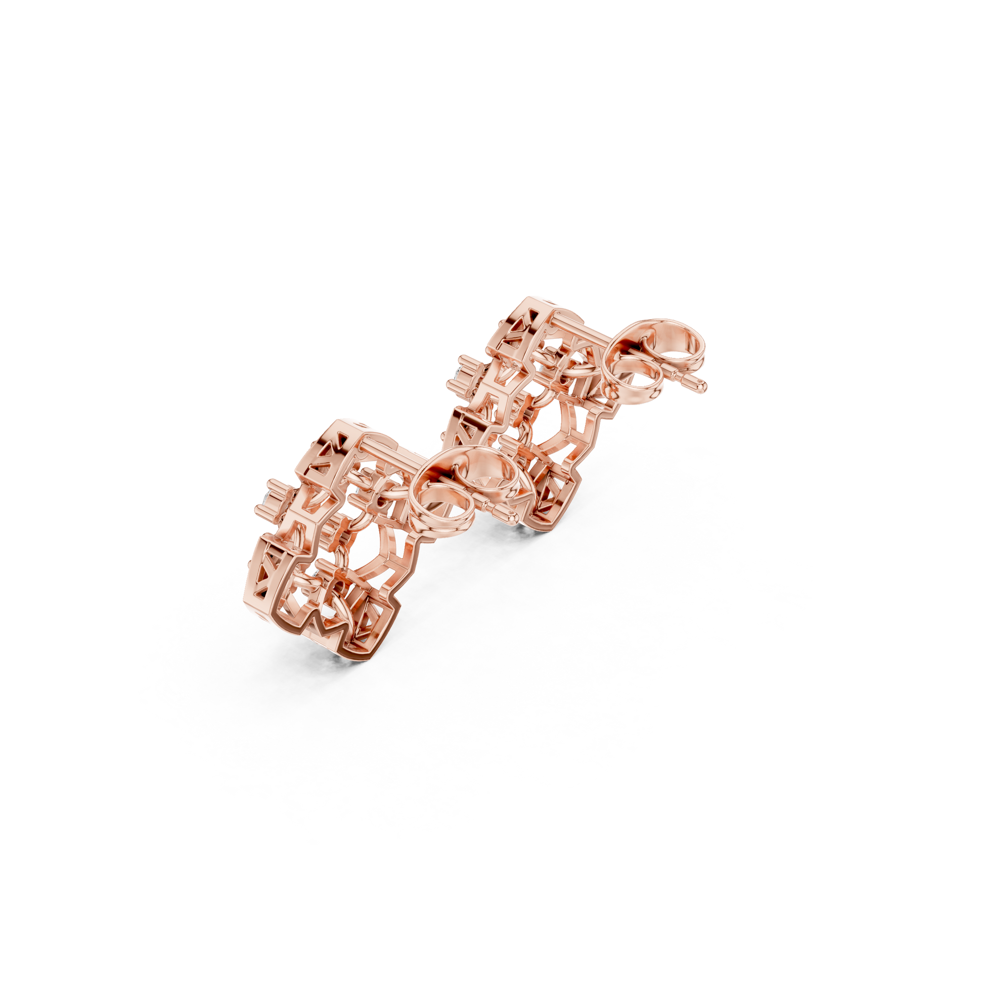Round Cut Lab Grown Diamond Stud Earrings in Rose Gold