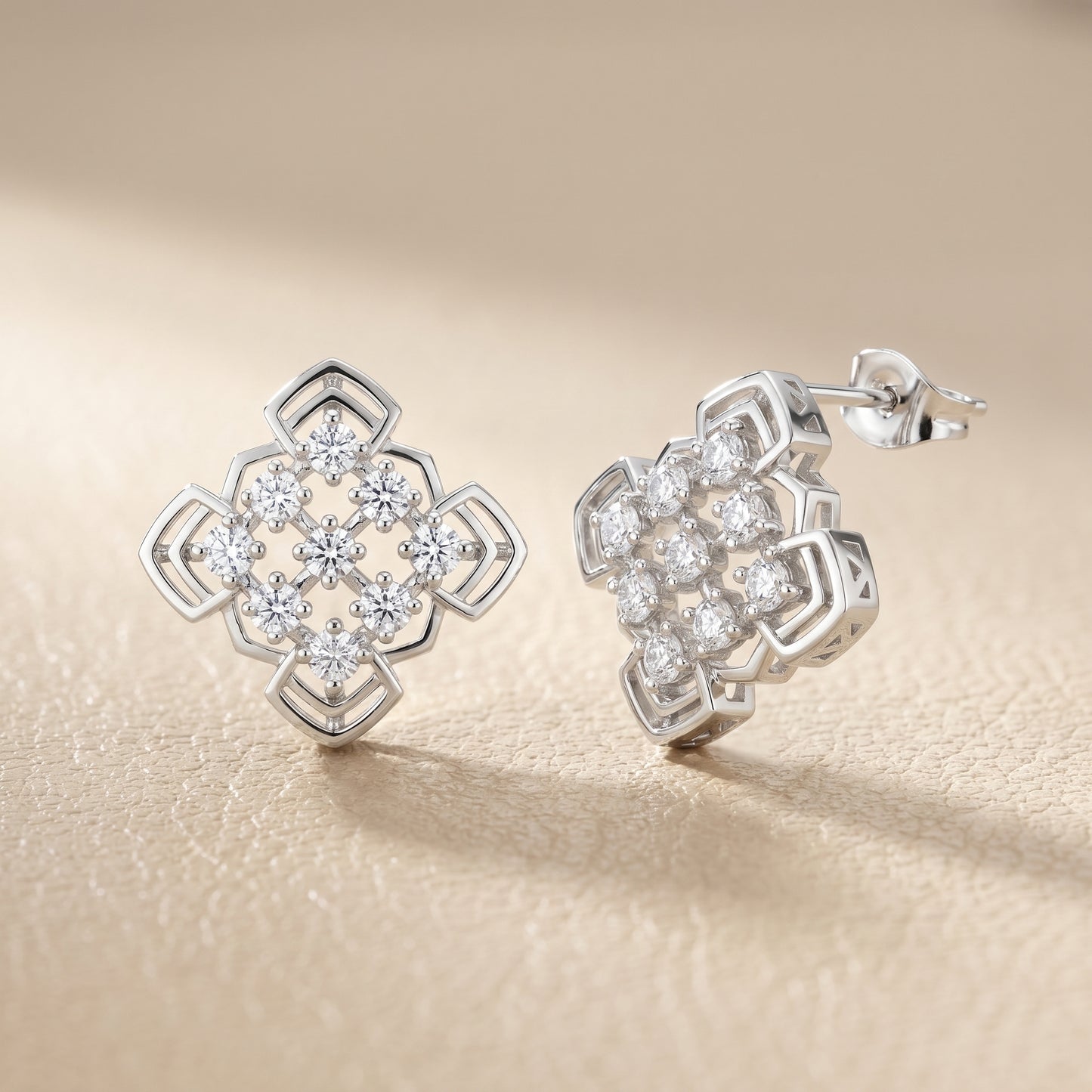 Round Cut Lab Grown Diamond Stud Earrings in White Gold