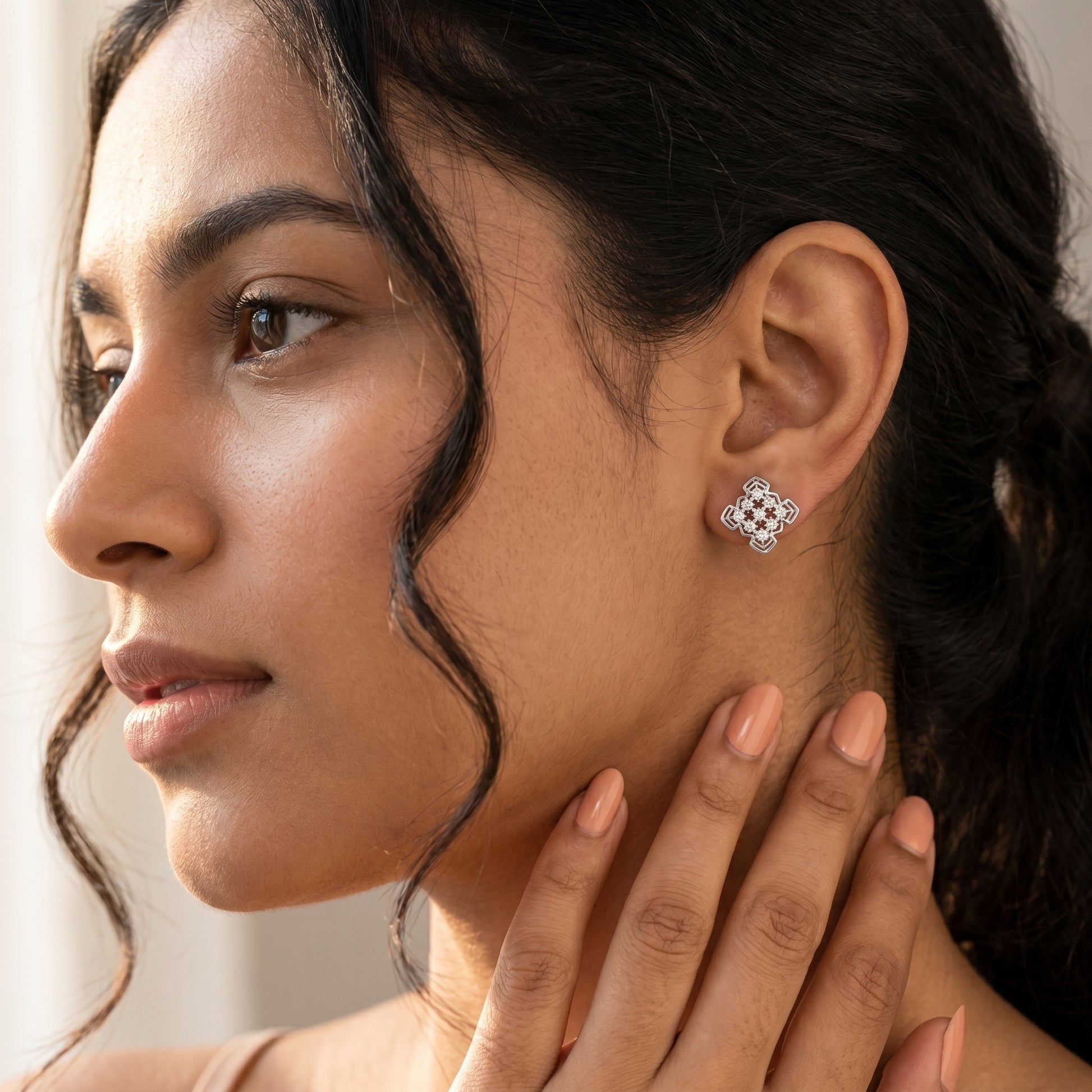 Round Cut Lab Grown Diamond Stud Earrings in White Gold