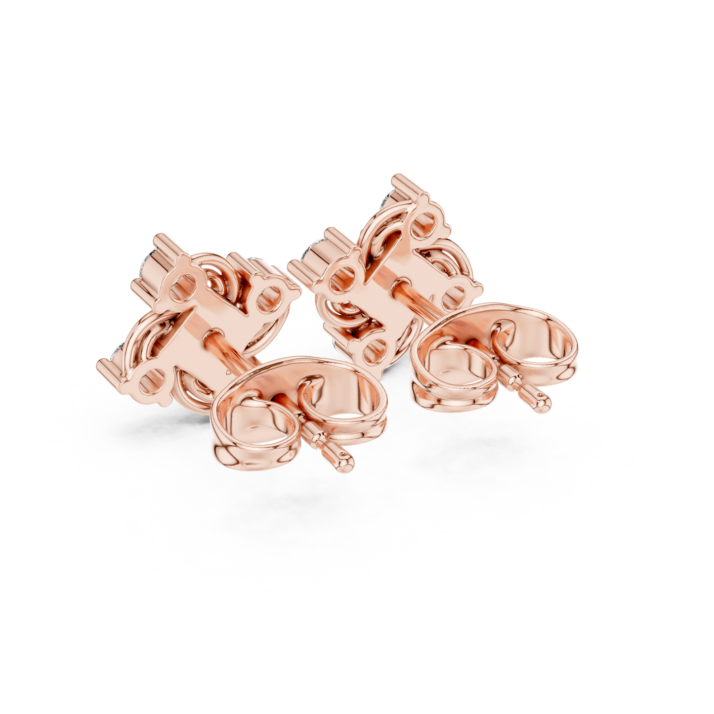 Round Cut Lab Grown Diamond Stud Earrings in Rose Gold