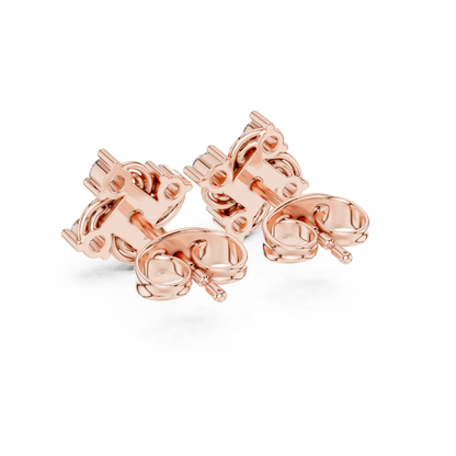 Round Cut Lab Grown Diamond Stud Earrings in Rose Gold