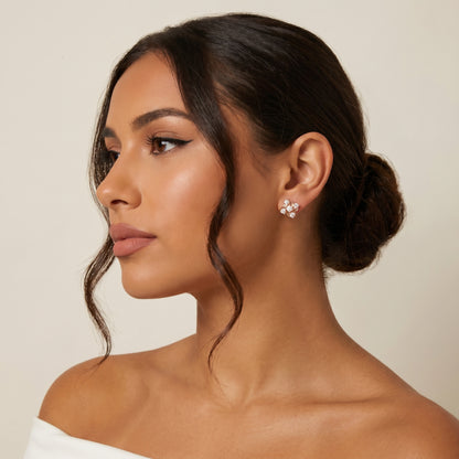 Round Cut Lab Grown Diamond Stud Earrings in Rose Gold
