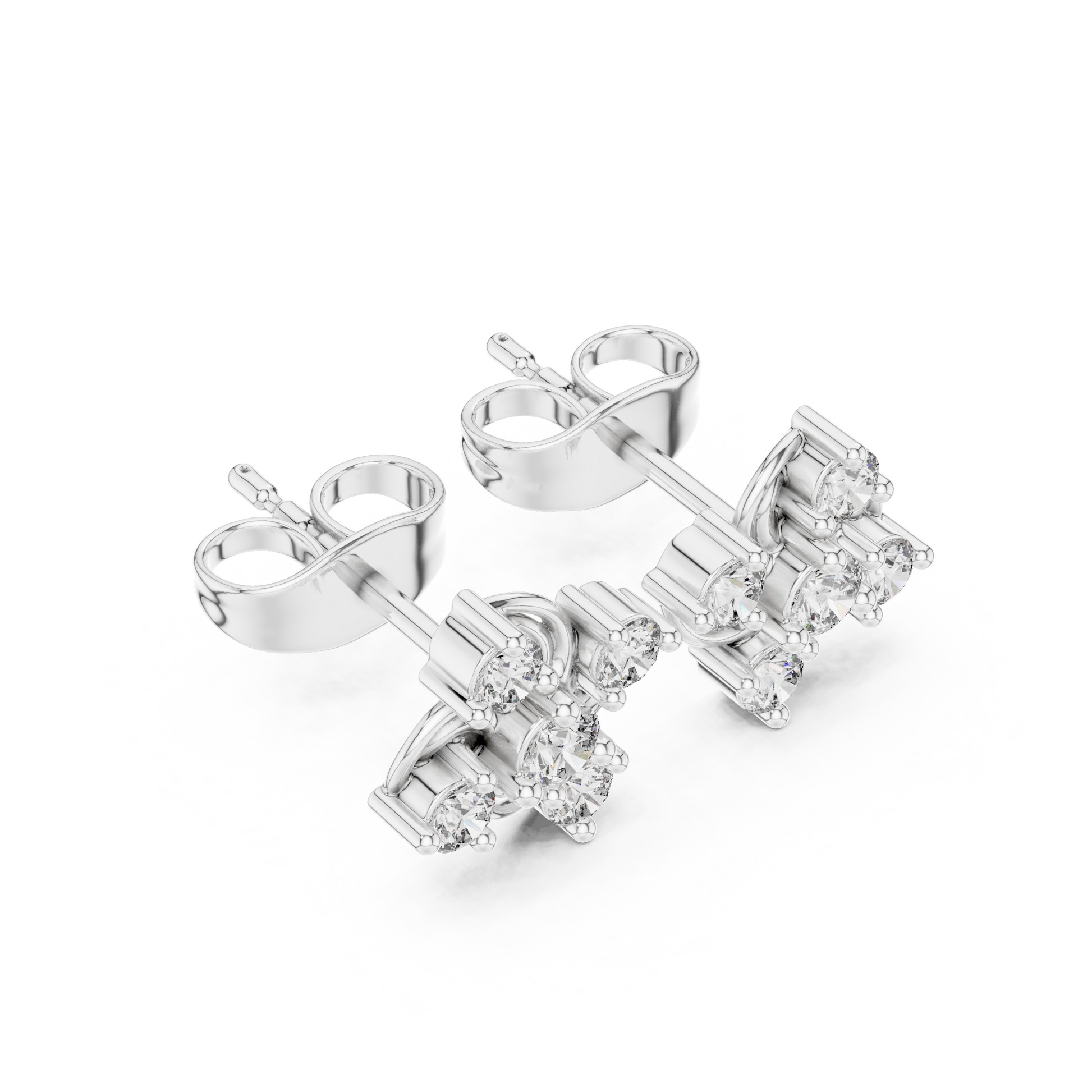 Round Cut Lab Grown Diamond Stud Earrings in Platinum