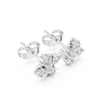 Round Cut Lab Grown Diamond Stud Earrings in Silver