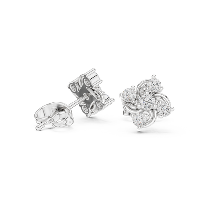 Round Cut Lab Grown Diamond Stud Earrings in Platinum