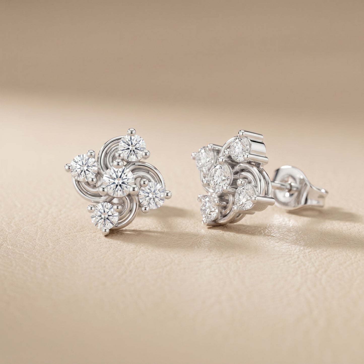 Round Cut Lab Grown Diamond Stud Earrings in Platinum