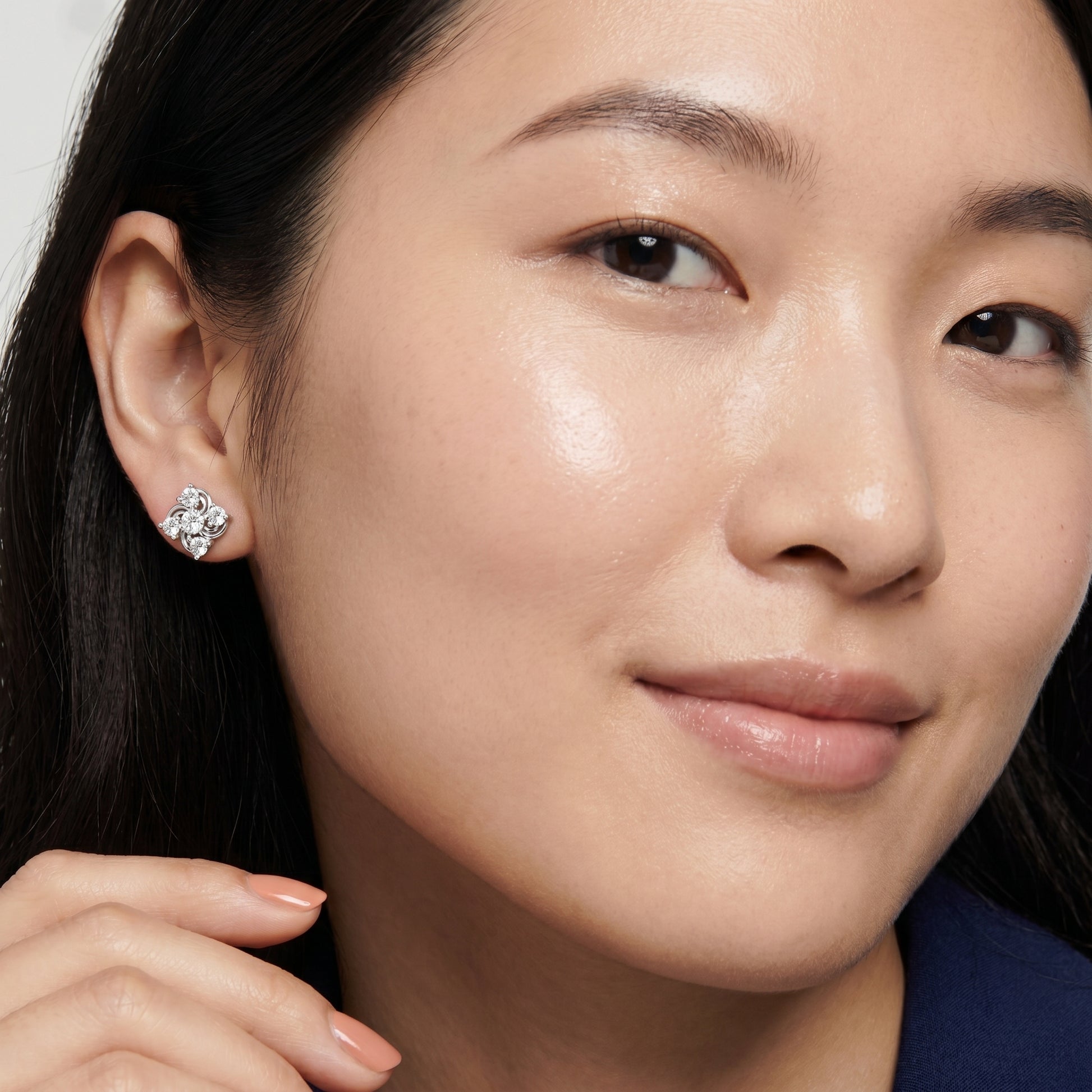Round Cut Lab Grown Diamond Stud Earrings in White Gold