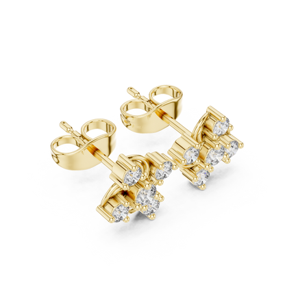 Round Cut Lab Grown Diamond Stud Earrings in Yellow Gold