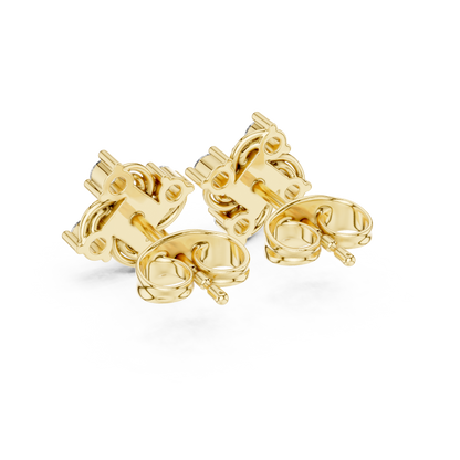 Round Cut Lab Grown Diamond Stud Earrings in Yellow Gold