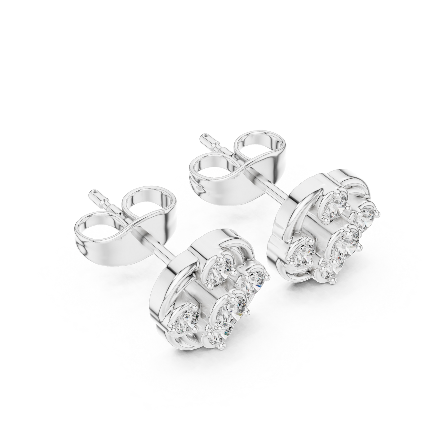 Round Cut Lab Grown Diamond Stud Earrings in Silver