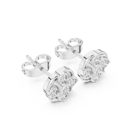Round Cut Lab Grown Diamond Stud Earrings in Silver