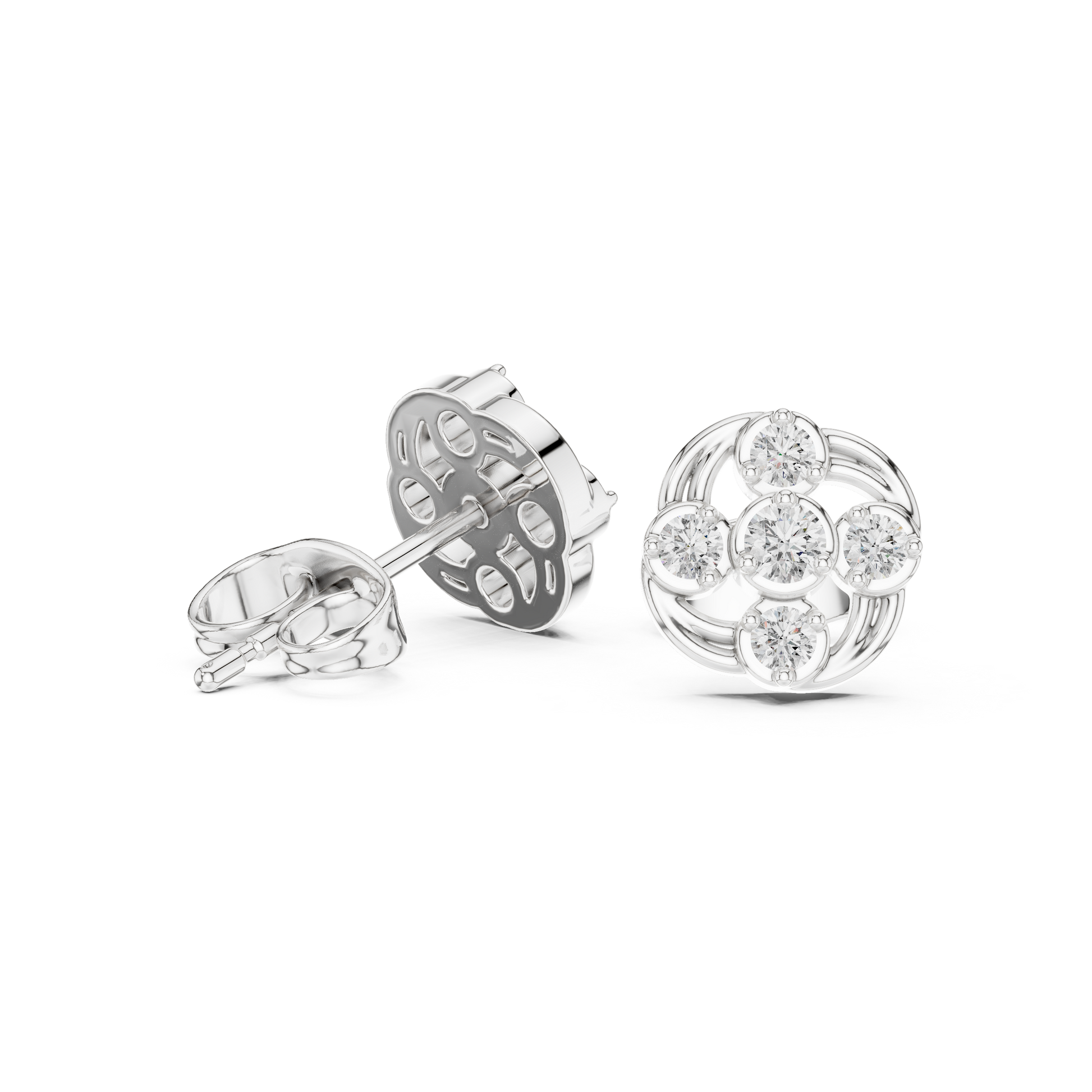 Round Cut Lab Grown Diamond Stud Earrings in White Gold