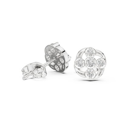 Round Cut Lab Grown Diamond Stud Earrings in Platinum
