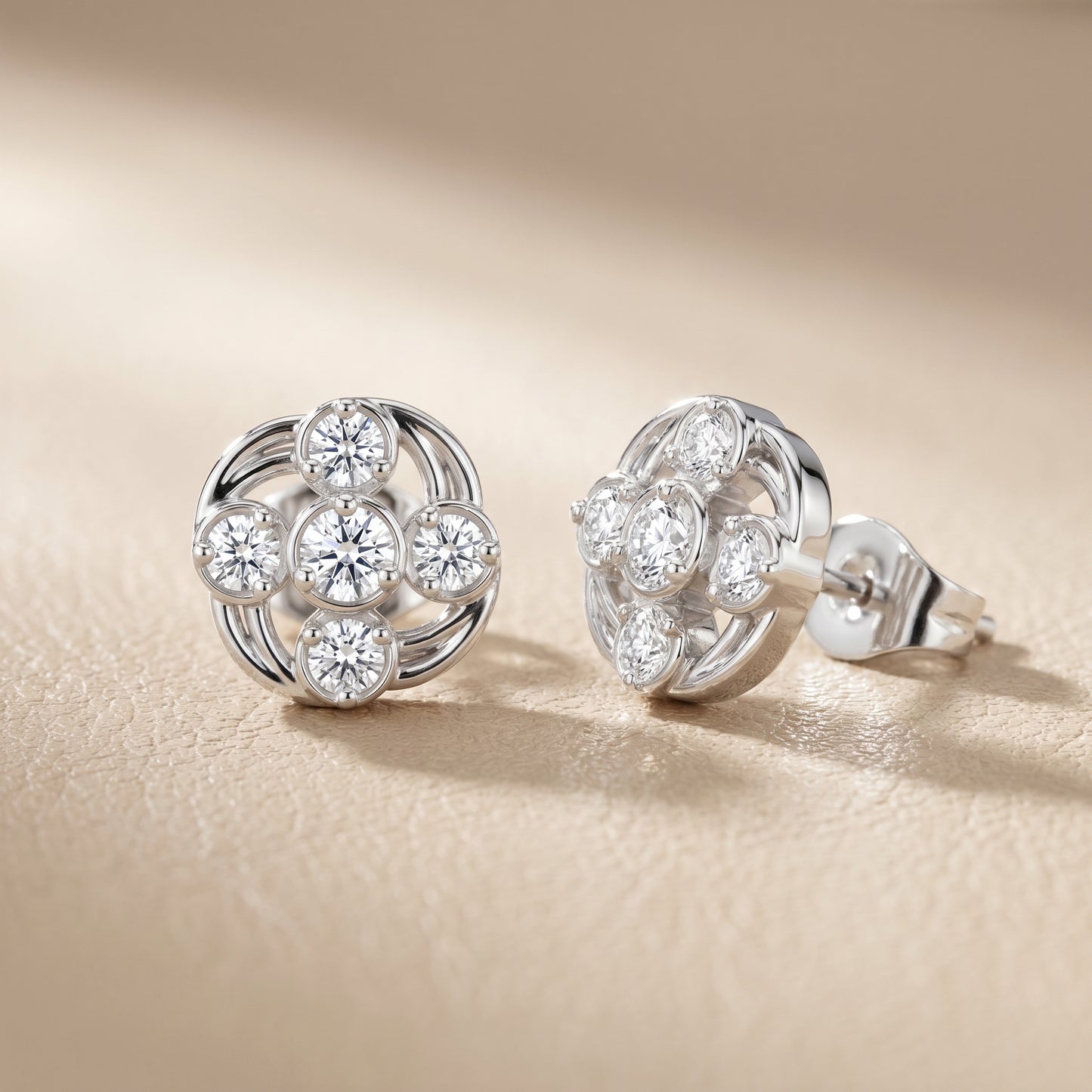 Round Cut Lab Grown Diamond Stud Earrings in Platinum