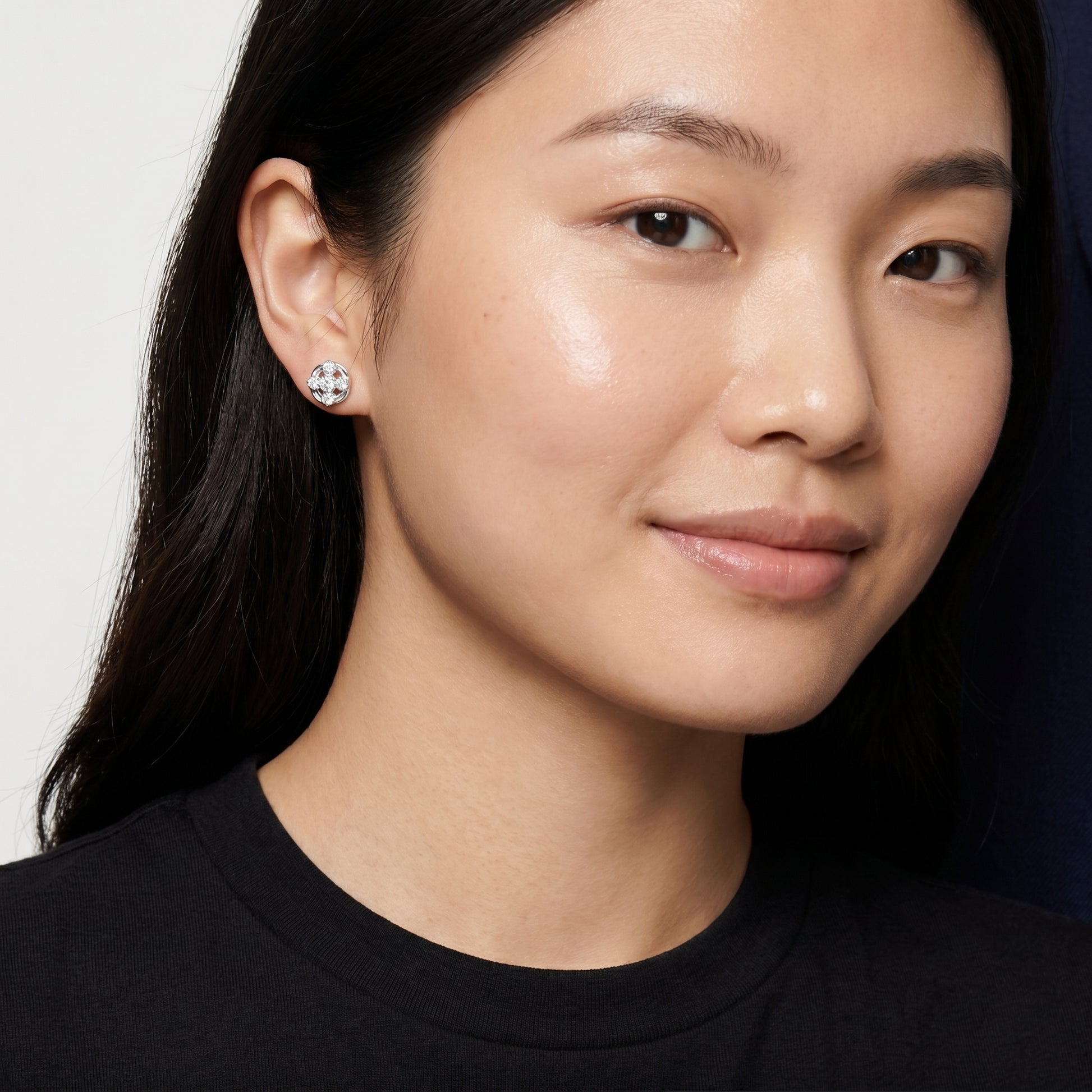 Round Cut Lab Grown Diamond Stud Earrings in Silver
