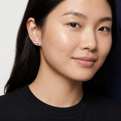Round Cut Lab Grown Diamond Stud Earrings in Silver