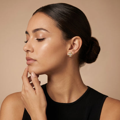 Round Cut Lab Grown Diamond Stud Earrings in Yellow Gold