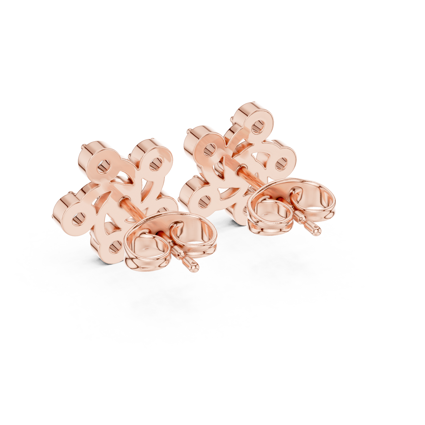 Celestia Pinwheel Round Diamond Stud Earrings in Rose Gold - Round Cut Lab Diamond Rose Gold Ring