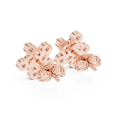 Celestia Pinwheel Round Diamond Stud Earrings in Rose Gold - Round Cut Lab Diamond Rose Gold Ring