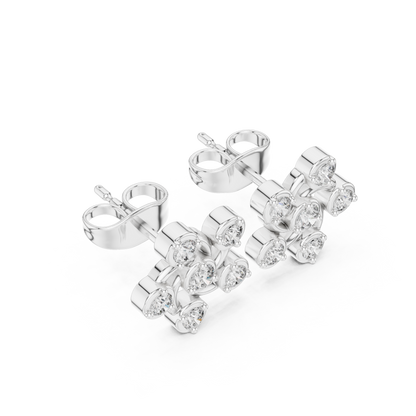 Celestia Pinwheel Round Diamond Stud Earrings in White Gold - Round Cut Lab Diamond White Gold Ring