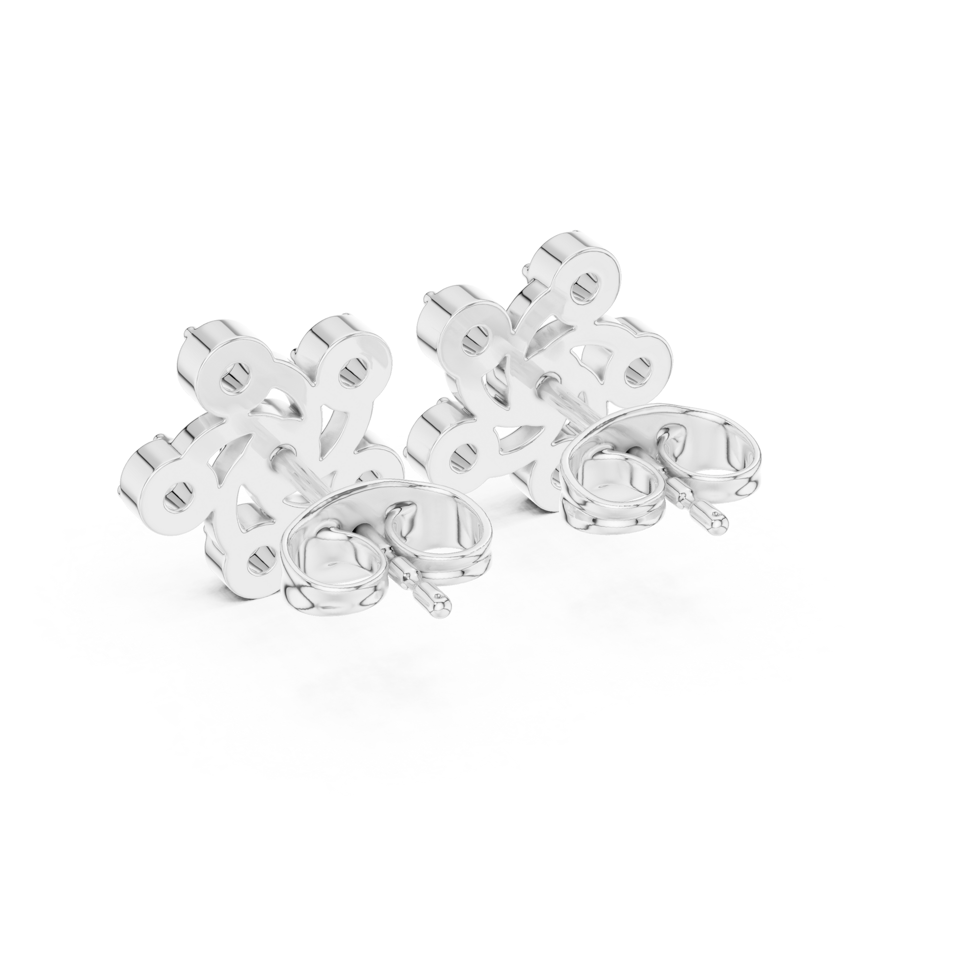 Celestia Pinwheel Round Diamond Stud Earrings in White Gold - Round Cut Lab Diamond White Gold Ring