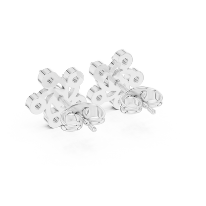 Celestia Pinwheel Round Diamond Stud Earrings in White Gold - Round Cut Lab Diamond White Gold Ring