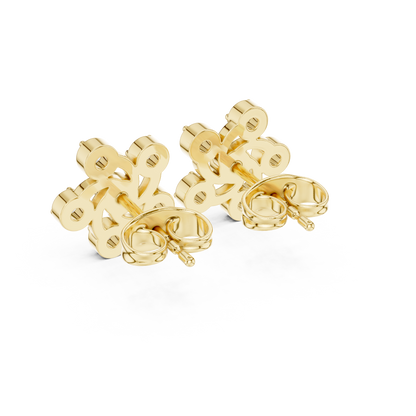Celestia Pinwheel Round Diamond Stud Earrings in Yellow Gold - Round Cut Lab Diamond Yellow Gold Ring