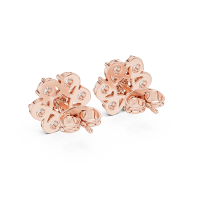 Fleur Royale Round Diamond Stud Earrings in Rose Gold - Round Cut Lab Diamond Rose Gold Ring
