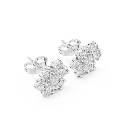 Fleur Royale Round Diamond Stud Earrings in Platinum - Round Cut Lab Diamond Platinum Ring