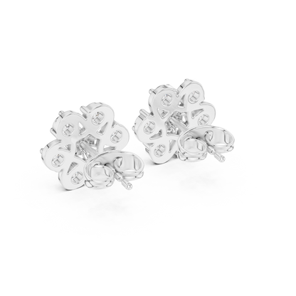 Fleur Royale Round Diamond Stud Earrings in Platinum - Round Cut Lab Diamond Platinum Ring