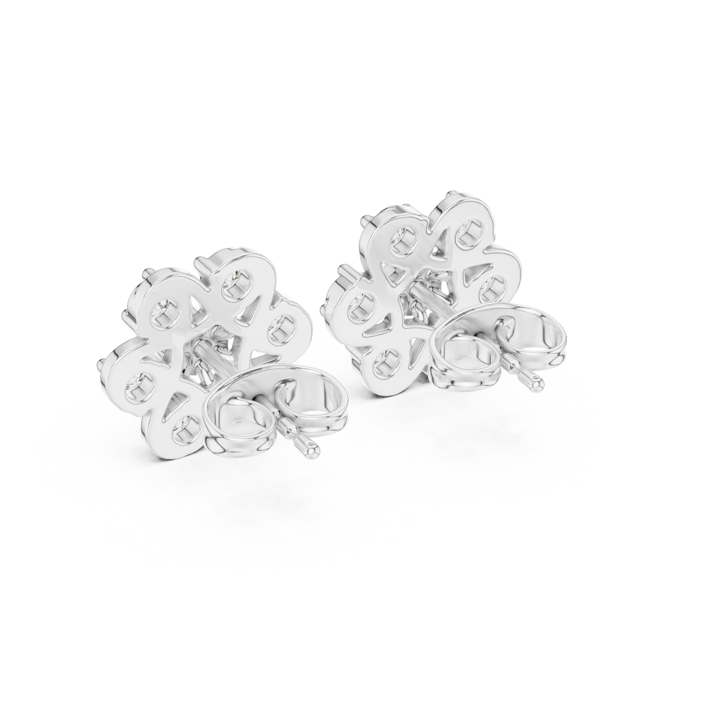 Fleur Royale Round Diamond Stud Earrings in Silver - Round Cut Lab Diamond Silver Ring