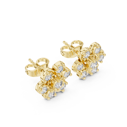 Fleur Royale Round Diamond Stud Earrings in Yellow Gold - Round Cut Lab Diamond Yellow Gold Ring