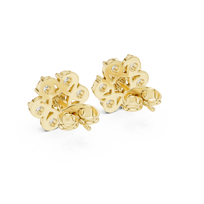 Fleur Royale Round Diamond Stud Earrings in Yellow Gold - Round Cut Lab Diamond Yellow Gold Ring
