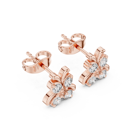 Astra Wing Round Diamond Stud Earrings in Rose Gold - Round Cut Lab Diamond Rose Gold Ring