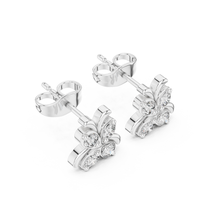 Astra Wing Round Diamond Stud Earrings in White Gold - Round Cut Lab Diamond White Gold Ring