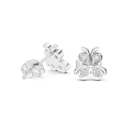 Astra Wing Round Diamond Stud Earrings in White Gold - Round Cut Lab Diamond White Gold Ring