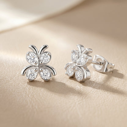 Astra Wing Round Diamond Stud Earrings in White Gold - Round Cut Lab Diamond White Gold Ring