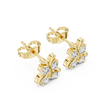 Astra Wing Round Diamond Stud Earrings in Yellow Gold - Round Cut Lab Diamond Yellow Gold Ring