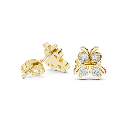 Astra Wing Round Diamond Stud Earrings in Yellow Gold - Round Cut Lab Diamond Yellow Gold Ring