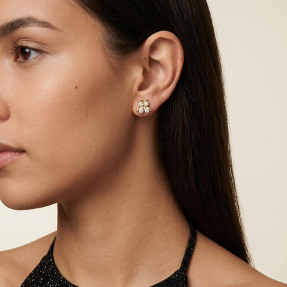 Astra Wing Round Diamond Stud Earrings in Yellow Gold - Round Cut Lab Diamond Yellow Gold Ring