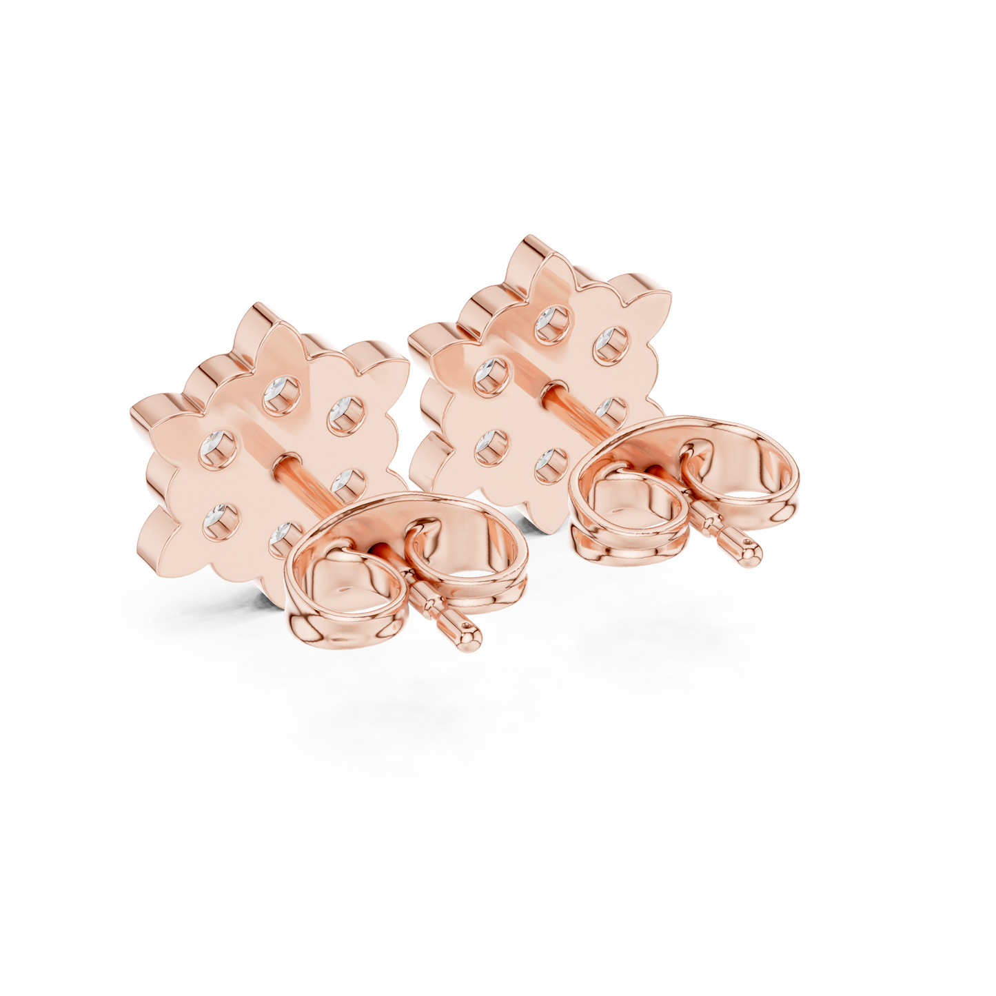 Solstice Bloom Round Diamond Stud Earrings in Rose Gold - Round Cut Lab Diamond Rose Gold Ring