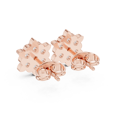 Solstice Bloom Round Diamond Stud Earrings in Rose Gold - Round Cut Lab Diamond Rose Gold Ring