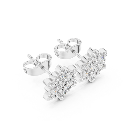 Solstice Bloom Round Diamond Stud Earrings in White Gold - Round Cut Lab Diamond White Gold Ring