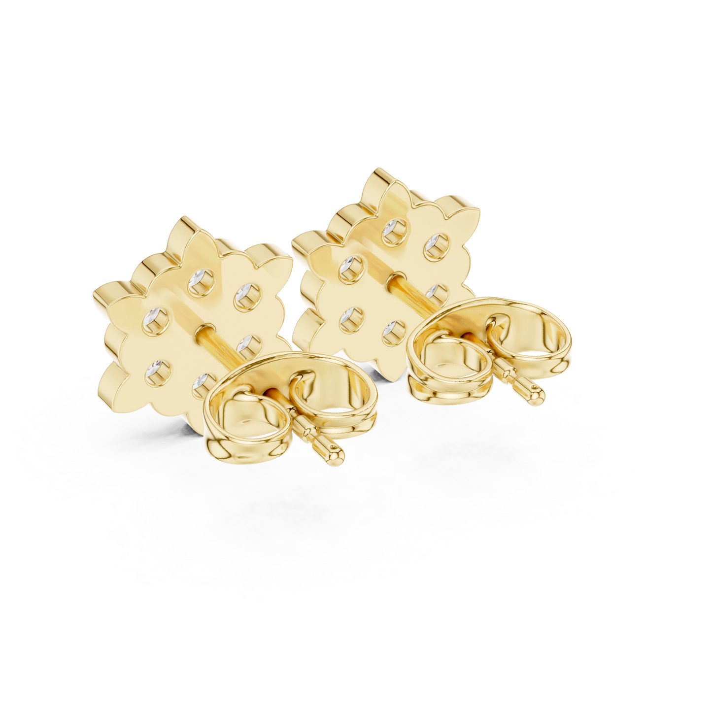 Solstice Bloom Round Diamond Stud Earrings in Yellow Gold - Round Cut Lab Diamond Yellow Gold Ring
