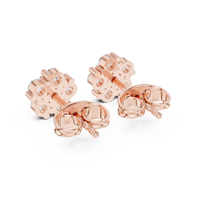 Stella Bloom Round Diamond Stud Earrings in Rose Gold - Round Cut Lab Diamond Rose Gold Ring