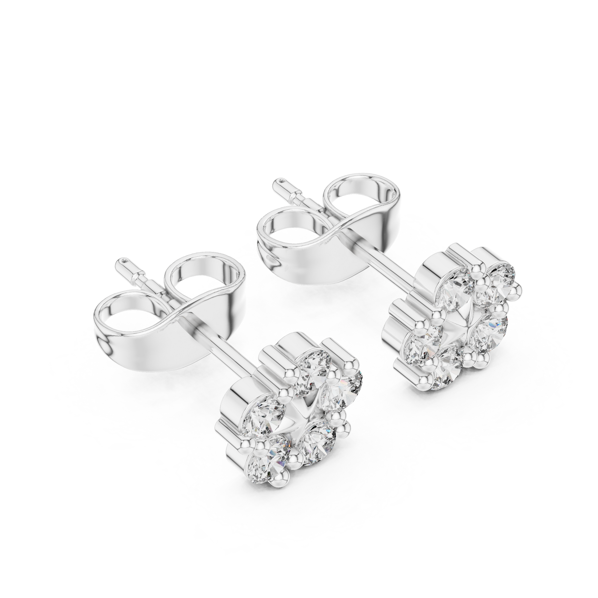 Stella Bloom Round Diamond Stud Earrings in Platinum - Round Cut Lab Diamond Platinum Ring