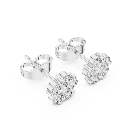 Stella Bloom Round Diamond Stud Earrings in Platinum - Round Cut Lab Diamond Platinum Ring
