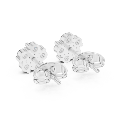 Stella Bloom Round Diamond Stud Earrings in White Gold - Round Cut Lab Diamond White Gold Ring