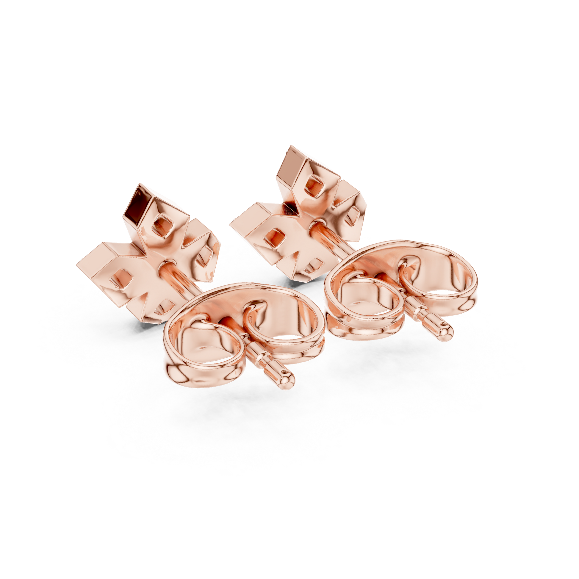 5-Stone Round Diamond Clove Stud Earrings in Rose Gold - Round Cut Lab Diamond Rose Gold Ring