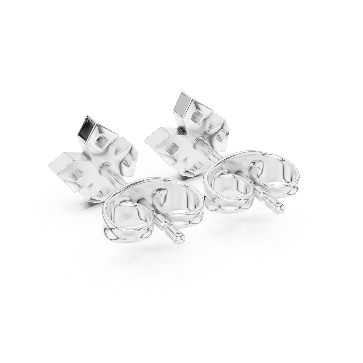 5-Stone Round Diamond Clove Stud Earrings in Silver - Round Cut Lab Diamond Silver Ring